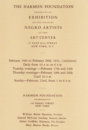 Exhibition of the Work of Negro Artists.