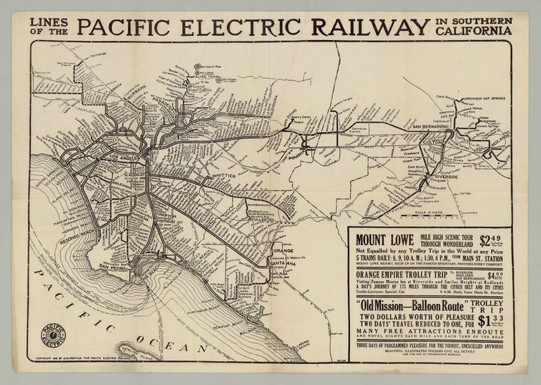 Item #6376 Lines of the Pacific Electric Railway in Southern California. D. W. Pontius.