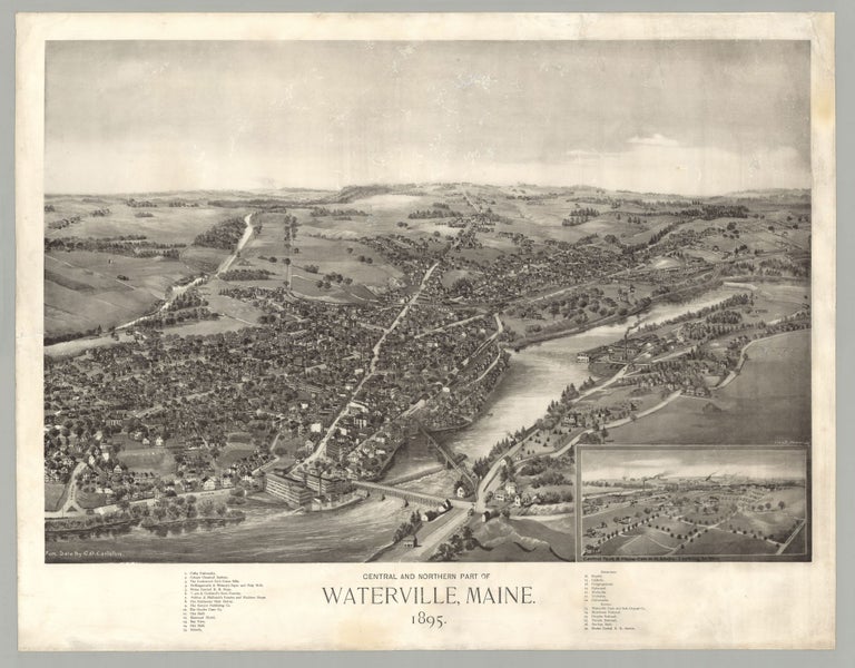 Item #6394 Central and Northern Part of Waterville, Maine. George E. Norris, artist.