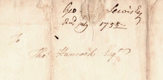 [Autograph letter, signed, from a soldier at Fort Cumberland to Thomas Hancock of Boston].