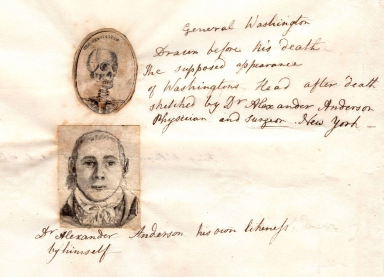 Item #6443 [A pair of original drawings, one being a self-portrait and the other a representation of George Washington’s skull]. Alexander Anderson, artist.