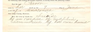 [Two inquests regarding the deaths by morphine of two prostitutes in Montana].