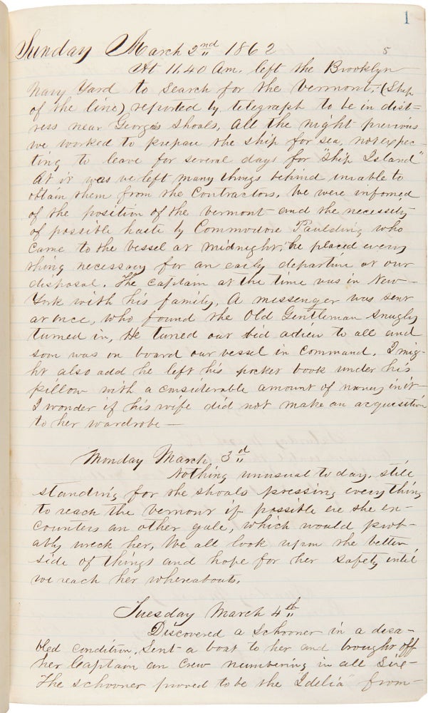 Item #6705 [Onboard the U.S.S. Dacotah in pursuit of the Merrimac during the Civil War, with a vivid description of the Merrimac's destruction, and including important passages describing interactions with runaway slaves, encounters with President Lincoln, and Peltz's experiences with yellow fever]. Philip G. Peltz.