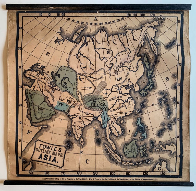 Item #6710 [Series title:] Fowle’s Outline Maps. [Individual titles:] N. America; S. America; Eastern Hemisphere; Western Hemisphere; Asia; Africa; Europe. William B. Fowle.