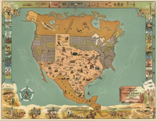 Item #6734 Official Texas Brags Map of North America