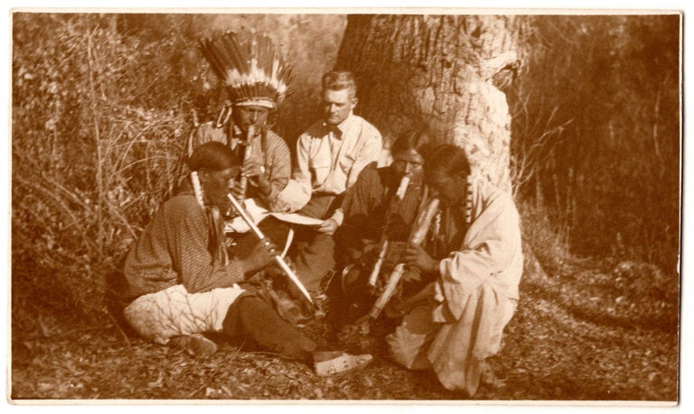 Item #6784 [Real photo postcards of Composer Thurlow Lieurance performing music with Native Americans.]