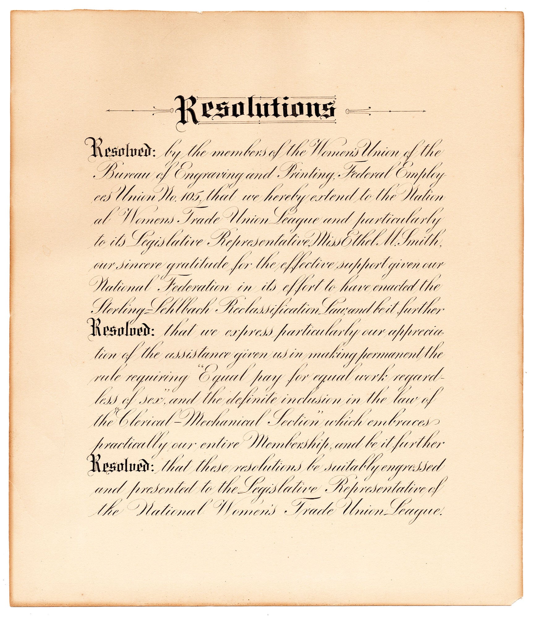 Resolutions | Women’s Union of the Bureau of Engraving and