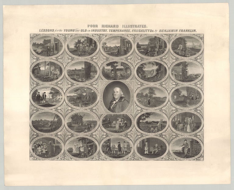 Item #6802 Poor Richard Illustrated. Lessons for the Young and Old on Industry, Temperance, Frugality &c. Franklin. Benjamin, engraver O. Pelton.