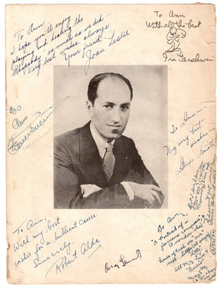 Item #6975 [George Gershwin photo-illustration signed by Ira Gershwin, et al.]. Ira Gershwin