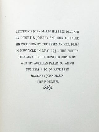 Letters of John Marin.