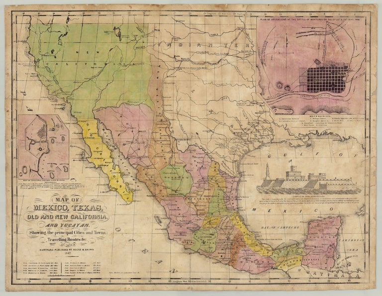 Item #7067 Map of Mexico, Texas, Old and New California, and Yucatan. Showing the Principal Cities and Towns, Travelling Routes &c.