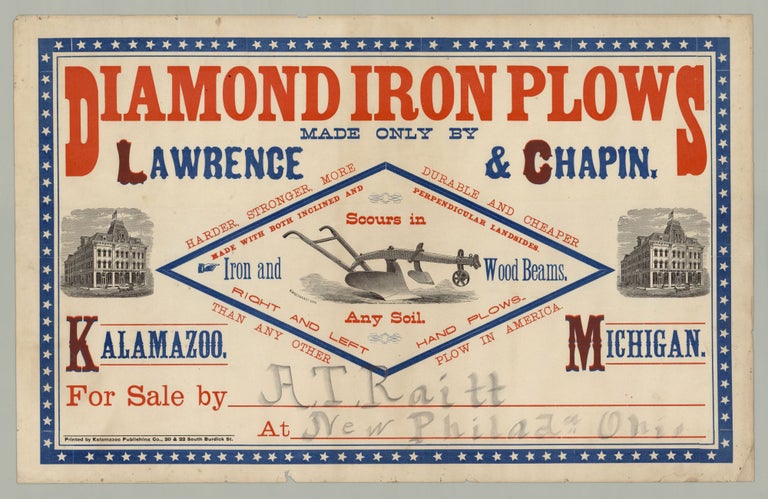 Item #7084 Diamond Iron Plows Made Only by Lawrence & Chapin. Kalamazoo, Michigan.