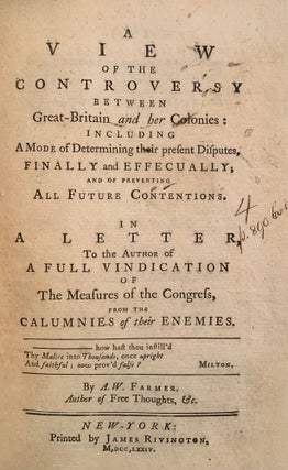 [Revolutionary era pamphlet exchange between Alexander Hamilton and Samuel Seabury].