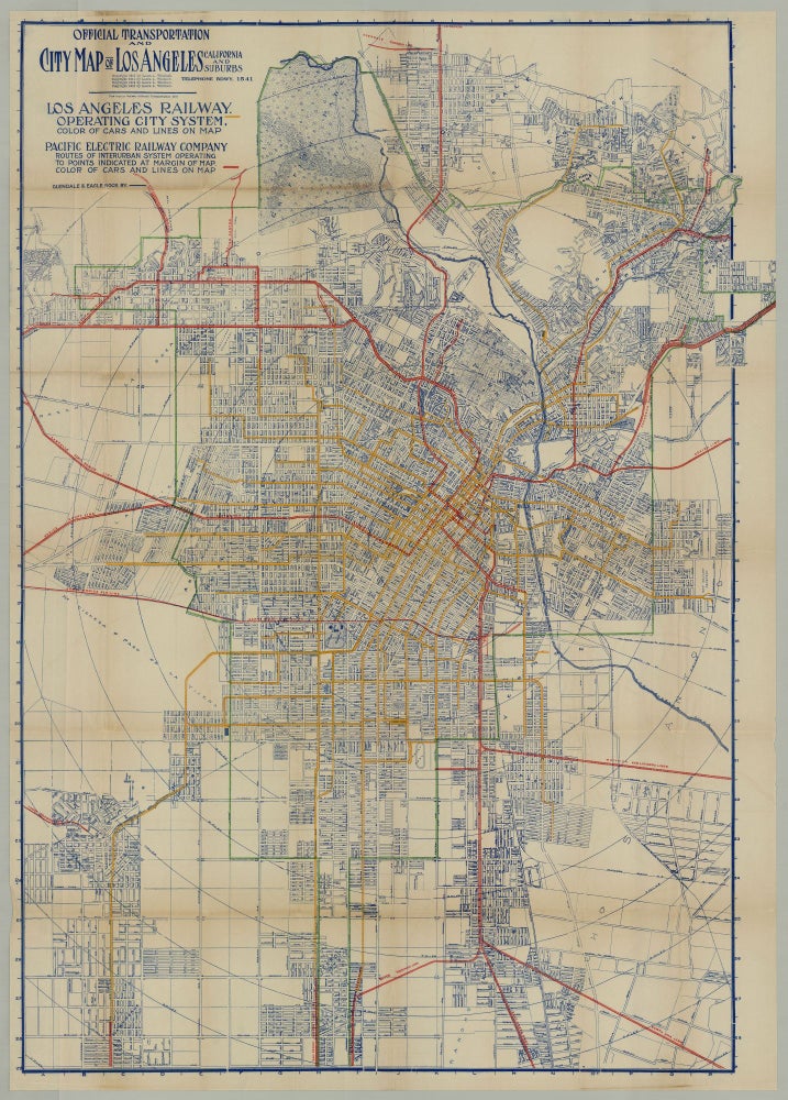 Item #7158 Official Transportation and City Map of Los Angeles California and Suburbs. Laura L. Whitlock.