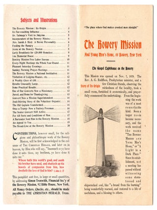 A Plea for the Homeless Men and Boys of Bowery.