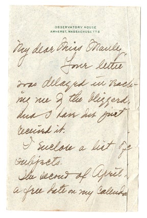 Item #7209 [Autograph letter regarding her availability to give a lecture, her fee, etc.]. Mabel...