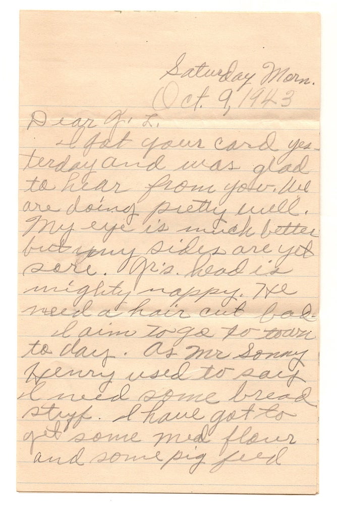 Item #7212 [Archive of letters and miscellaneous documents mainly reflecting the experiences of an African American couple in Texas during the Great Depression and World War II.]. Hazel E. Ferrell, Pinkard.