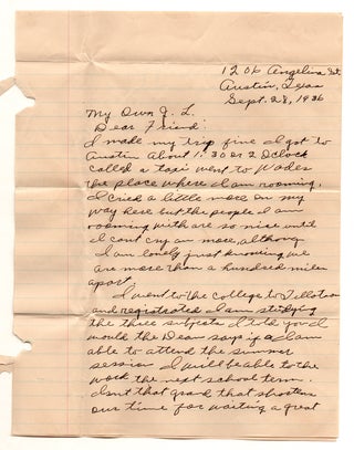 [Archive of letters and miscellaneous documents mainly reflecting the experiences of an African American couple in Texas during the Great Depression and World War II.]