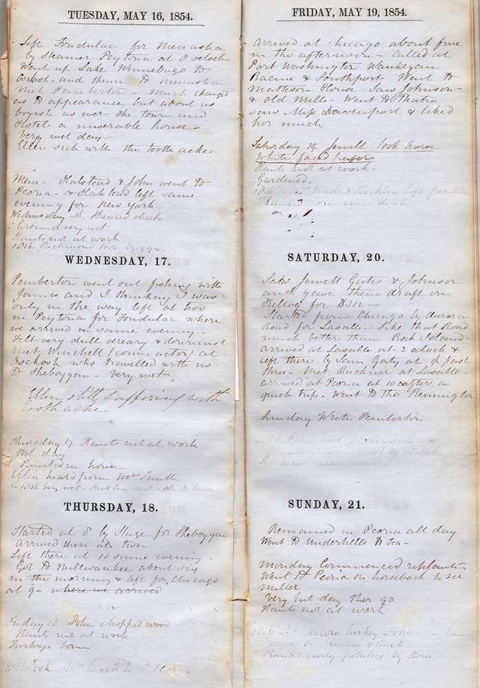 Item #7215 John Gipp[s] Diary, Morton, Illinois, year 1854. Tazewell Co., Ill. [pencil title on first leaf]. John Methuen Gipps.