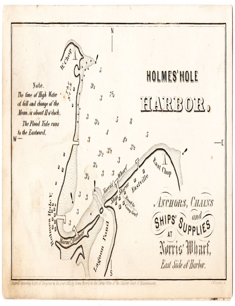 Item #7250 Holmes’ Hole Harbor: Anchors, Chains and Ships’ Supplies at Norris’ Wharf, East Side of Harbor. G. W. Boynton, engraver.
