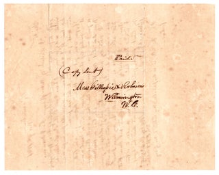 [Autograph letter, signed, by rising confederate politician, arranging to sell an enslaved man without his knowledge.]