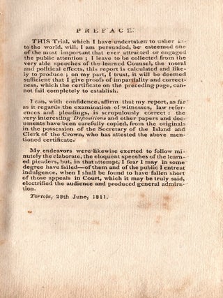 A Report of the Trial of Arthur Hodge&hellip;for the Murder of his Negro Man Slave Named Prosper. Stenographically Taken by A. M. Belisario.