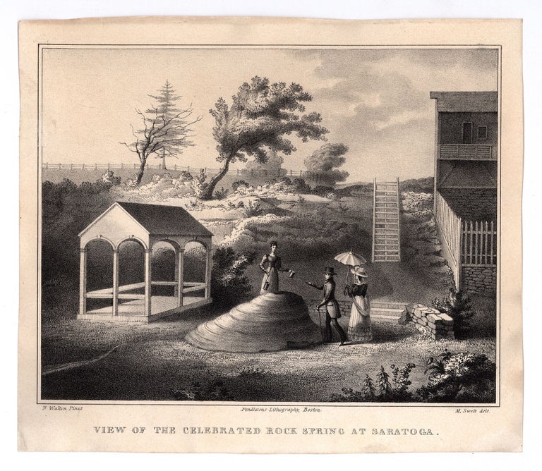 Item #7436 View of the Celebrated Rock Springs at Saratoga. H. Walton, after, del Swett, oses.