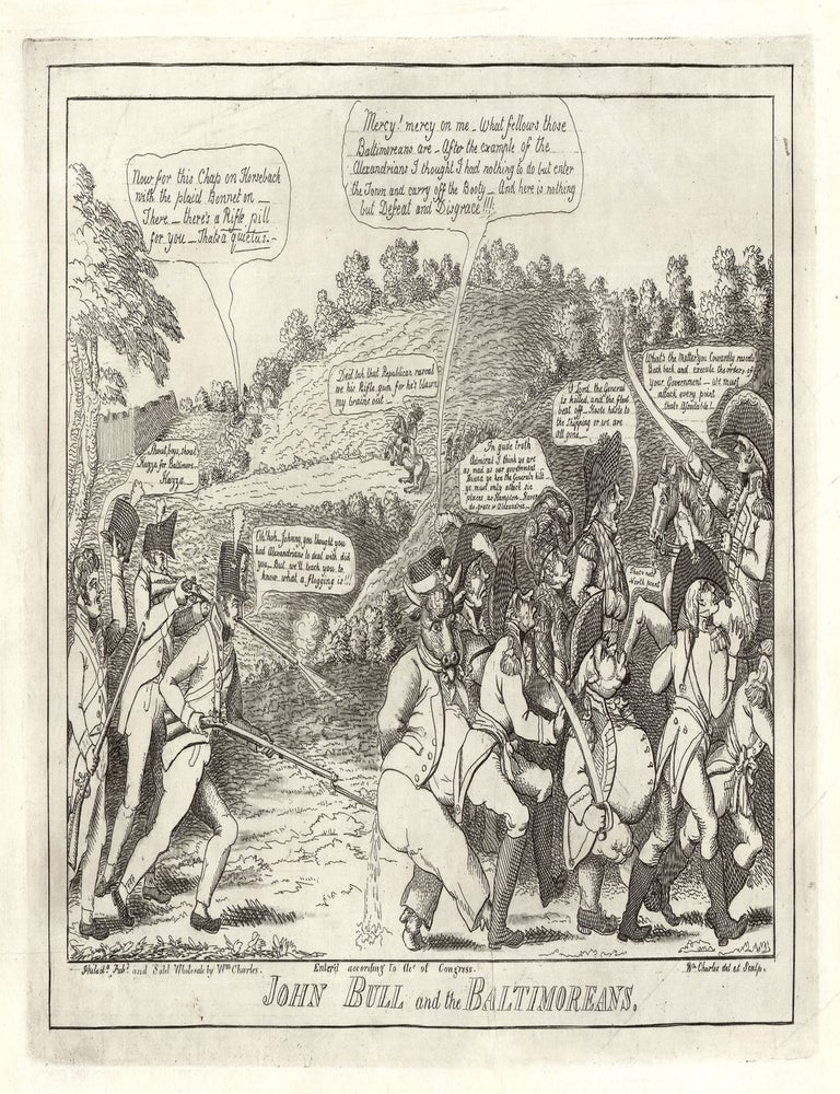 Item #7474 John Bull and the Baltimoreans. William Charles, artist and engraver.