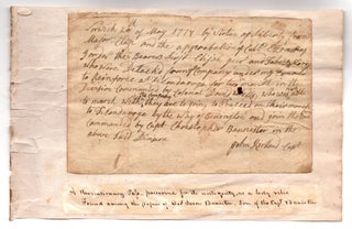 Item #7491 [Manuscript pass dispatching two men to Fort Ticonderoga during the Revolutionary...