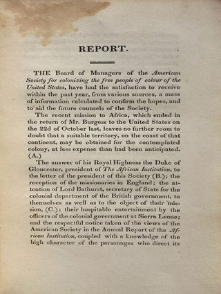 The Second Annual Report of the American Society for Colonizing the Free People of Colour of the United States.