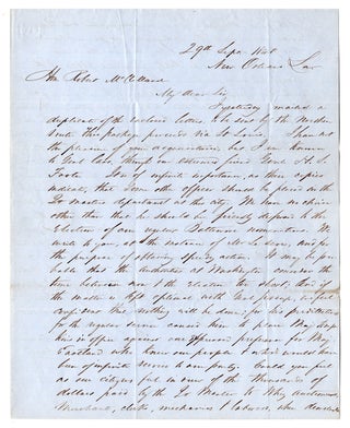 [Three autograph letters, signed, by John Marshall concerning the Presidential Election of 1848 in New Orleans and the attempts of a pro-Whig Quartermaster to accrue votes in the city, one letter to Robert J. Walker and two to Robert McClelland.]