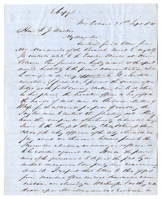 [Three autograph letters, signed, by John Marshall concerning the Presidential Election of 1848 in New Orleans and the attempts of a pro-Whig Quartermaster to accrue votes in the city, one letter to Robert J. Walker and two to Robert McClelland.]