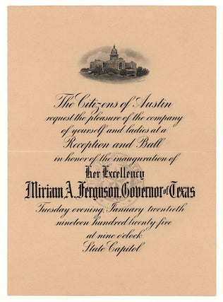 Item #7595 [An invitation and two tickets for inaugural events of Miriam A. Ferguson, the first...