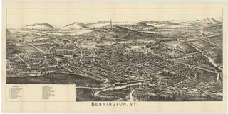 Item #7604 Bennington, VT. [Cover title: Folded Bird’s-Eye View of Bennington, Vt. Showing All...