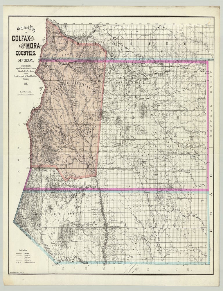 Item #7613 Sectional Map of Colfax and Mora Counties, New Mexico. Edward Rollandet, compiler and del.
