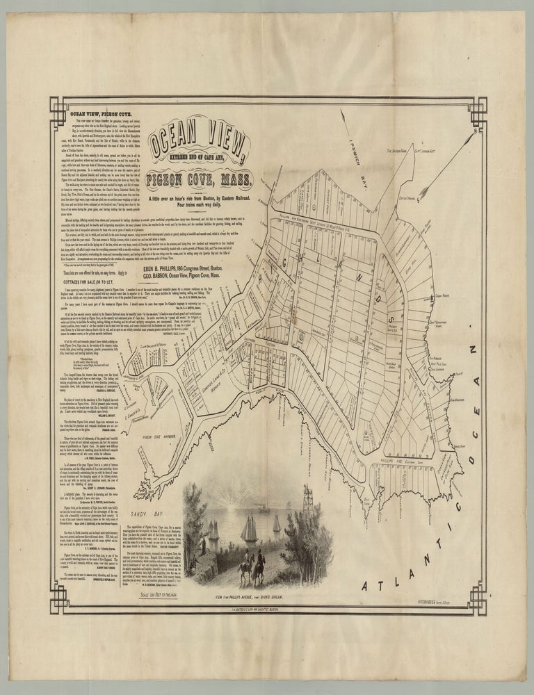 Item #7643 Ocean View, Extreme End of Cape Ann, Pigeon Cove, Mass. Survey Nosbaboeg, Design.