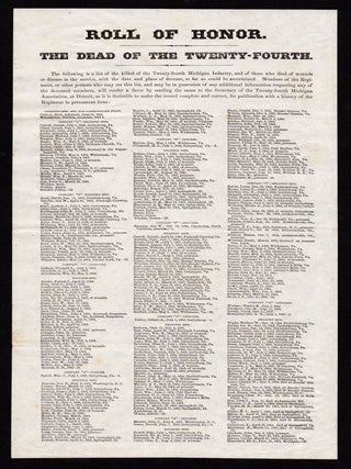Item #7727 Roll of Honor. The Dead of the Twenty-Fourth. The following is a list of the killed of...