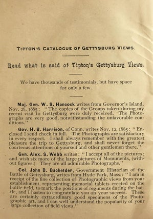 Descriptive Catalogue of Tipton’s Photographic Views. Gettysburg Battle-Field, Monuments, Groups &c.