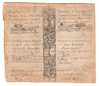 Item #7796 [Uncut sheet of four Hartford & New Haven Turnpike tickets]. Amos Doolittle, engraver