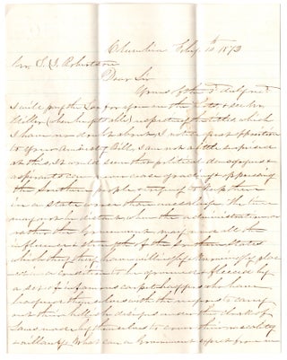 [Small archive of letters and papers accumulated by Thomas J. Robertson, a U.S. Senator from South Carolina during the Reconstruction period.]