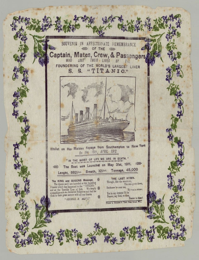 Item #7904 Souvenir in Affectionate Remembrance of the…S. S. “Titanic.”
