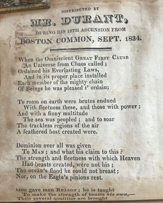 Distributed by Mr. Durant, during his 12th ascension from Boston Common, Sept. 1834.