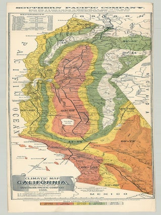 Item #7998 Climatic map of California. Published by the Southern Pacific Company. 1888. Compiled...