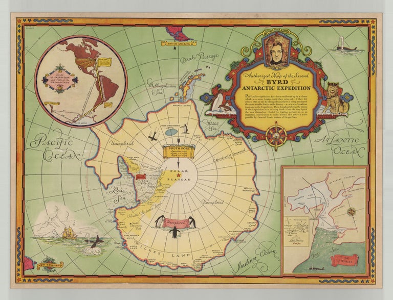 Item #8030 Authorized Map of the Second Byrd Antarctic Expedition. George Annand, del.