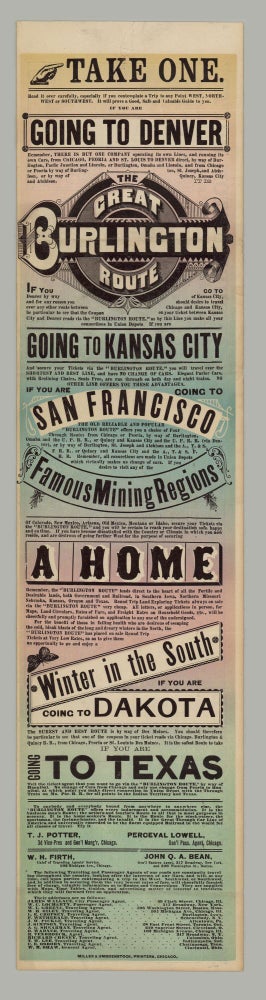 Item #8089 Take One…Going to Denver…The Great Burlington Route…. Burlington Chicago, Quincy Railroad Co.