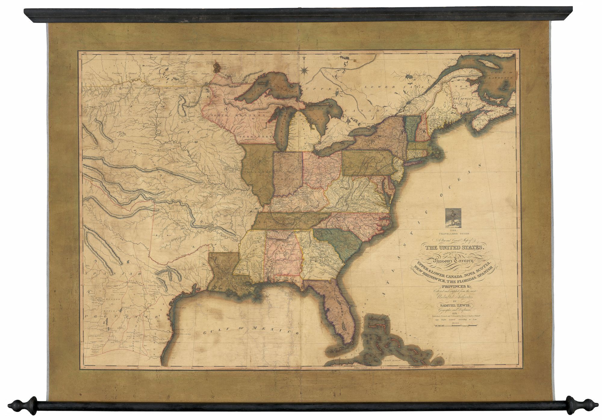 The Travellers Guide A New and Correct Map of the United States ...