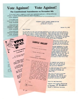 Item #8165 [A small lot of materials regarding Virginia’s 1949 constitutional Suffrage...