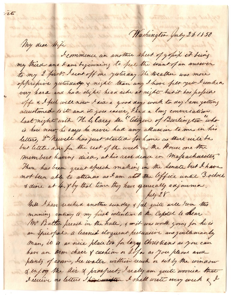 Item #8174 [Lot of autograph letters, signed, by Dr. John W. C. Evans to his wife Martha with much commentary on the Washington, D. C. scene.]. John W. C. Evans.