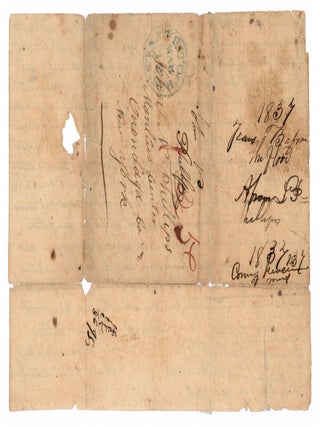 Autograph letter, incomplete, from an early Texas settler. With additional incomplete letter from John Cheveral, Texas.