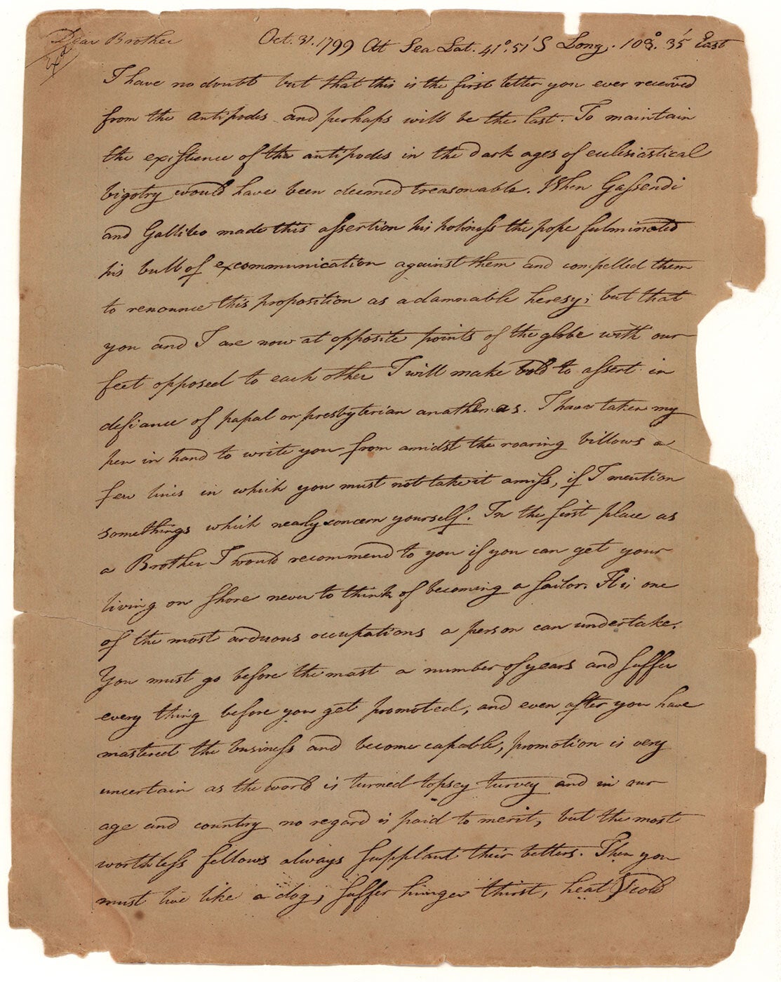 Three autograph letters, signed, by a ship’s surgeon from Providence ...
